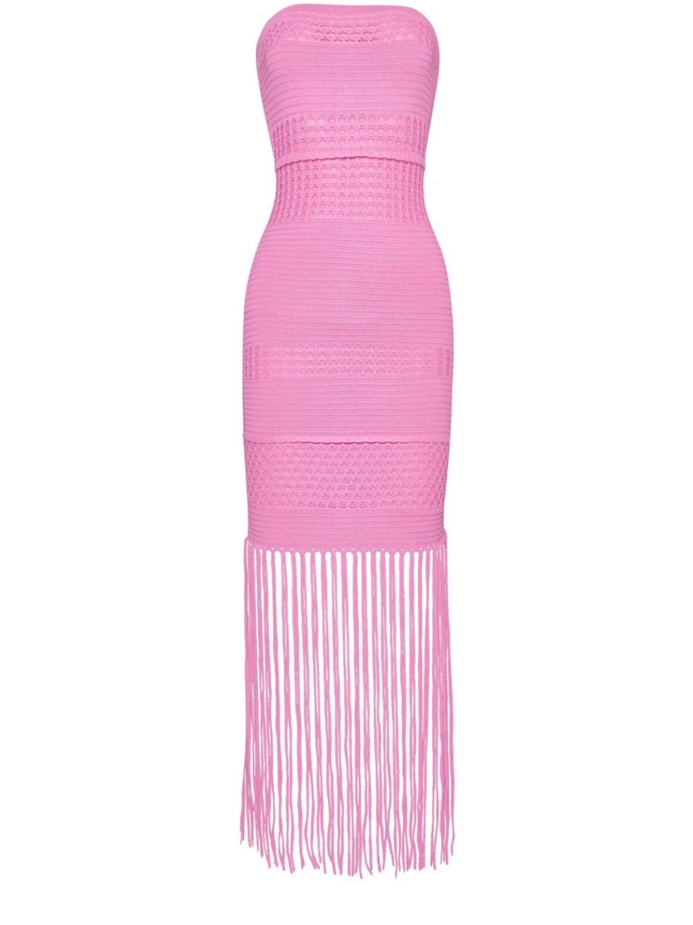 PQ Swim Strapless Pink Crochet Fringe Midi Dress XS/S - Picture 2 of 7